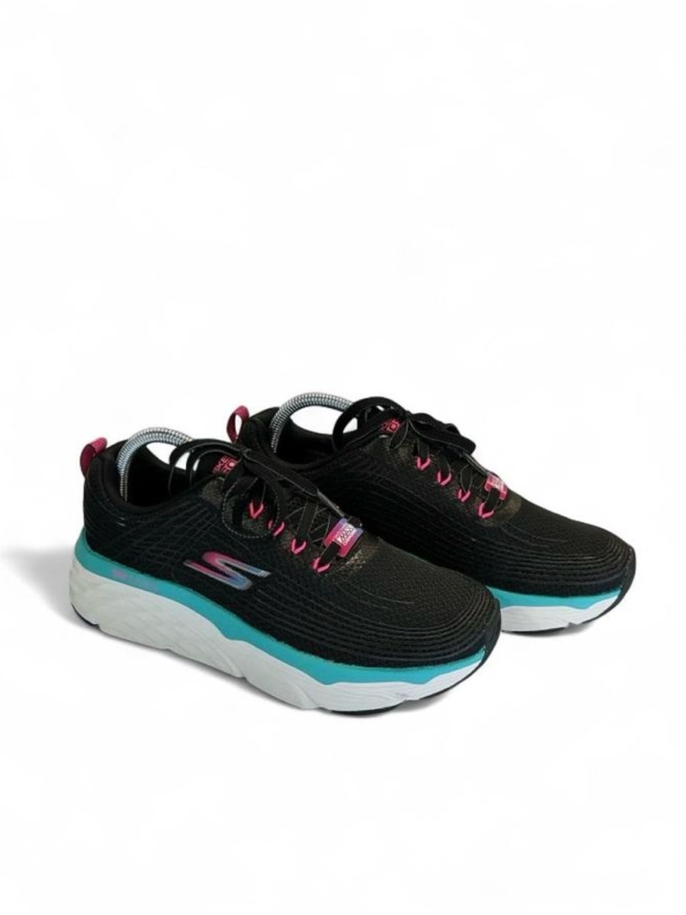 Skechers Black Sneakers with Teal Midsole and Pink Accents